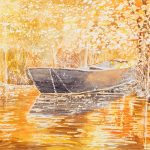 Boot an der goldenen Spree im Spreewald