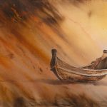 Gestrandetes Holzboot