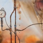 Steampunk Rostige Messanzeige und Rohre
